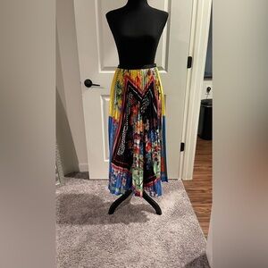 Versace Multicolor Floral A-Line Skirt